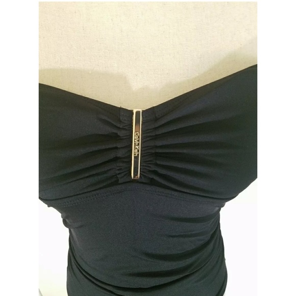 Calvin Klein Women's Strapless Bandeau One-Piece - Picture 3 of 6